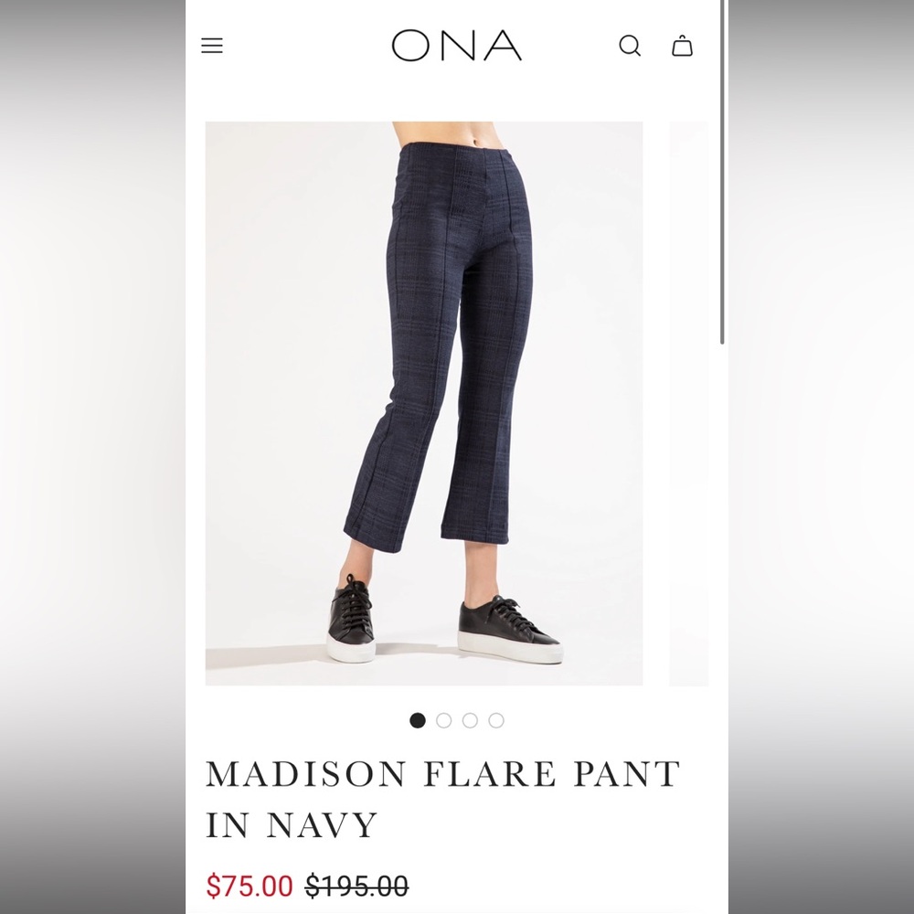 ONA by Yoon Chung Plaid Mini Disco High Rise Kick Flare Pants in Navy